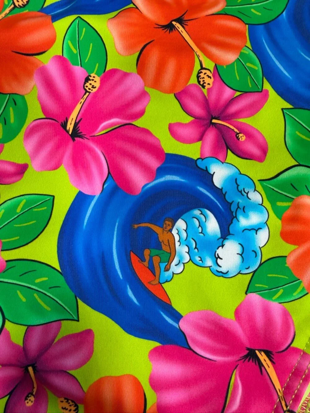 FRANKIES Bikinis Anne Neon Surfer High Waisted Swimsuit Bottom Medium